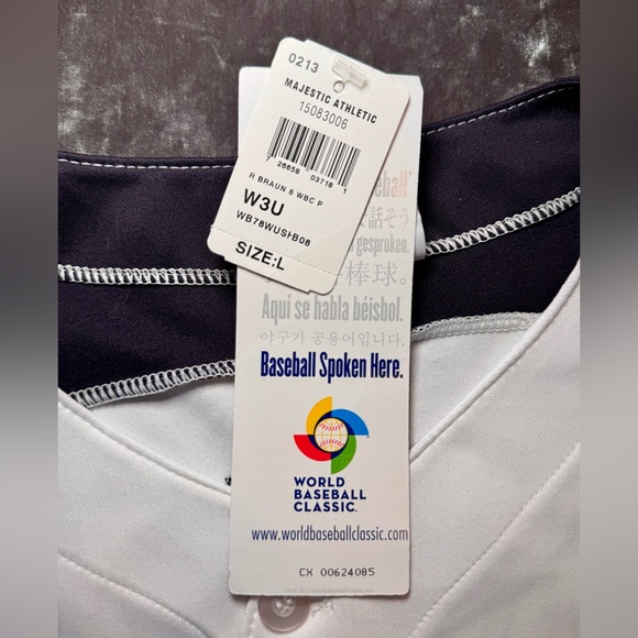 2013 World Baseball Classic Jersey. USA Jersey Majestic Button Up. Size Large - Picture 2 of 7